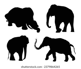 Elephant Silhouette. Elephant Vector Illustration.
