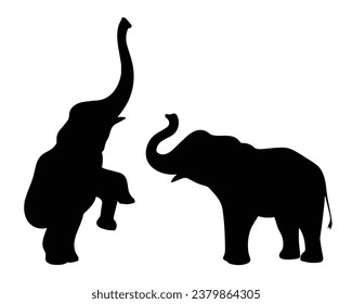 Elephant Silhouette. Elephant Vector Illustration.