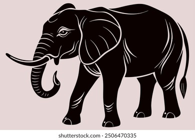 Una Ilustración vectorial de silueta de elefante