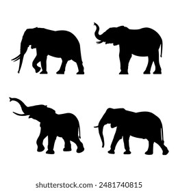 Elephant silhouette vector illustration.  Elephant animal flat vector design for mascot cartoon.