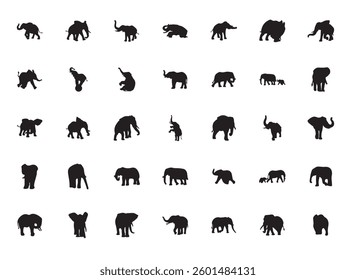 elephant silhouette vector illustration collection