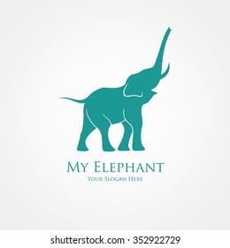 Elephant Silhouette. Vector Illustration. Great for Logo, Material Print, Greeting Card