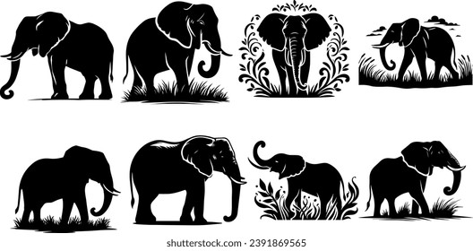 Elefante Silhouette, Elefante Vektorgrafik einzeln auf weißem Hintergrund