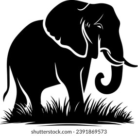 Silueta elefante, ilustración del vector elefante fondo blanco aislado