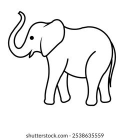 Elephant silhouette vector illustration line art