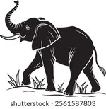 Elephant Silhouette vector illustration set isolated on white background-Elephant Silhouette Silhouette, Files for Cutting Cricut and Silhouette, Isolated on white background,