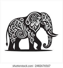 Conjunto de Ilustración vectorial de la silueta del elefante aislado en el fondo blanco-silueta del elefante, archivos para cortar Cricut y silueta, aislado en el fondo blanco, caligrafía camiseta desi