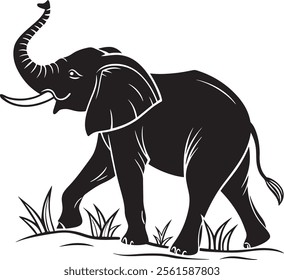 Elephant Silhouette vector illustration set isolated on white background-Elephant Silhouette Silhouette, Files for Cutting Cricut and Silhouette, Isolated on white background,