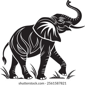 Elephant Silhouette vector illustration set isolated on white background-Elephant Silhouette Silhouette, Files for Cutting Cricut and Silhouette, Isolated on white background,