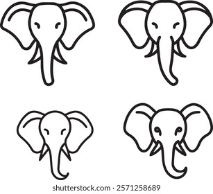 Elephant Silhouette vector illustration set isolated on white background-Elephant Silhouette Silhouette, Files for Cutting Cricut and Silhouette, Isolated on white background,
