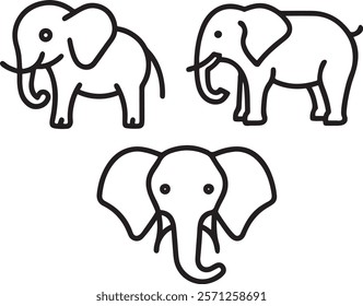 Elephant Silhouette vector illustration set isolated on white background-Elephant Silhouette Silhouette, Files for Cutting Cricut and Silhouette, Isolated on white background,
