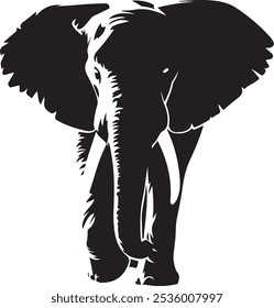 Elephant silhouette vector illustration white background