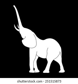 elephant silhouette. Vector  on a black background
