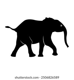 Elephant Silhouette vector. Silhouette of elephant run by road. Silhouette of elephants. Elephant shadow hand drawn. 