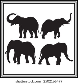 Elefant Silhouette Vektorsatz, Tierdarstellung.