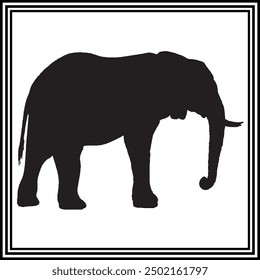 Elephant silhouette vector,wildlife animal illustration.