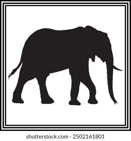 Elephant silhouette vector,wildlife animal illustration.