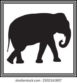 Elephant silhouette vector,wildlife animal illustration.