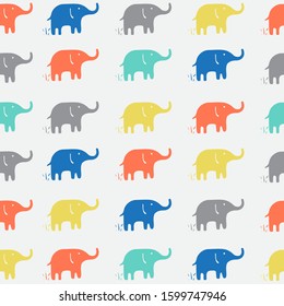 elephant silhouette vintage vector pattern