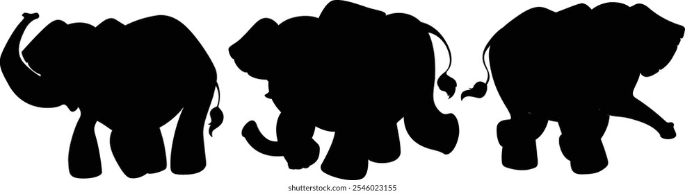 Silueta del elefante, icono animal de la fauna silvestre, símbolo de la Naturaleza