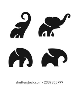 Elephant silhouettes. Elephant Icons. Logo. Elephant set. 