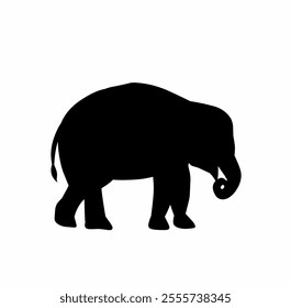 Elephant silhouettes, including hand-drawn shadows of elephants. Illustrated in vector format.