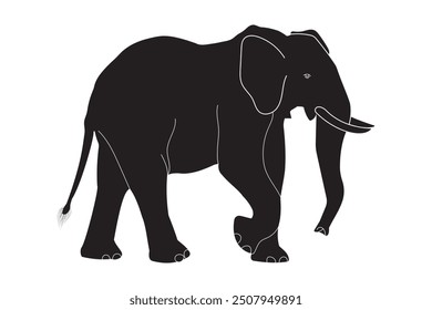 Elephant Silhouettes vector, icon, symbol. Wild animal vector. African elephant, mammal or jungle elephant vector. Elephant design for logo, website, app. Vector illustration.