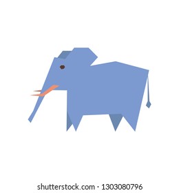 Elephant simple angular papier mache design vector illustration.