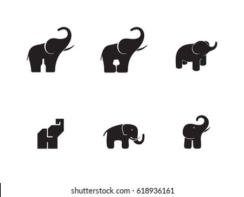 Elephant simple clean logo type illustration vector isolated set.