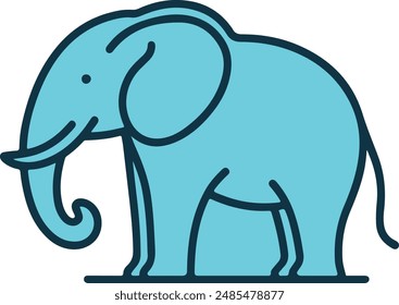 Diseño de dibujo de arte de línea plana simple elefante. Clipart, Diseño, Logotipo, Vector, Ilustración, Line art, Dibujo.