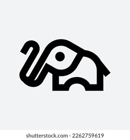 Elefanten einfache Linie Symbol Logo Vektordesign, modernes Logo Piktogramm Design große Mammut