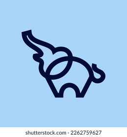 elephant simple line icon logo vector design, modern logo pictogram design of big mammoth
