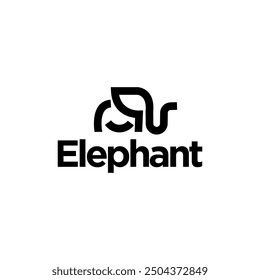 Diseño simple del Vector del logotipo del icono de la línea del elefante, diseño moderno del pictograma del logotipo del mamut grande