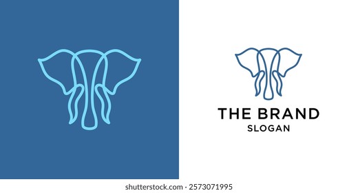 elephant simple line icon logo vector design, modern logo pictogram design of big mammoth