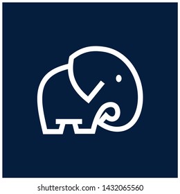 Elephant in Simple Line Style Logo Design