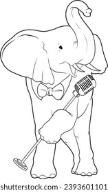 Elephant Singer Microphone Music Animal Vector Graphic Art Illustration