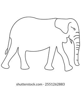 Elephant  single line art, continuous one line drawing of  Isolated outline vector icon 