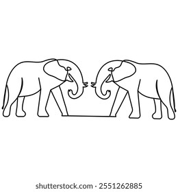 Elefant einzeilige Kunst, durchgehende einzeilige Zeichnung von Isolierte Kontur, Vektorsymbol 