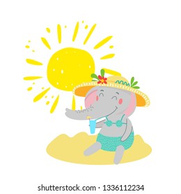an elephant sits on the beach