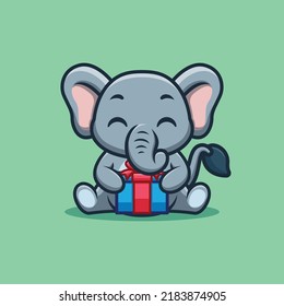 Elefantensitzende Geschenkbox Cute kreative Kawaii Cartoon Maskottlogo
