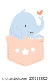 Elephant Sitting Inside Pocket Vector Illustration