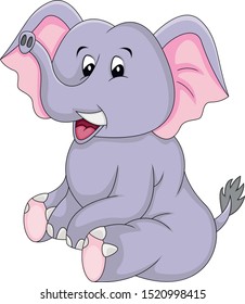 
Elephant sitting with a smile cartoon vector illustration