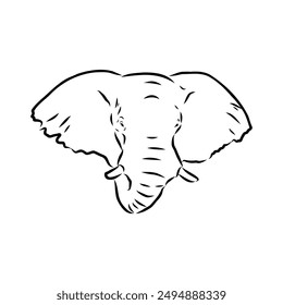 Elephant sketch hand drawn in doodle style Vector illustration Wild animals