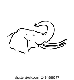 Elephant sketch hand drawn in doodle style Vector illustration Wild animals