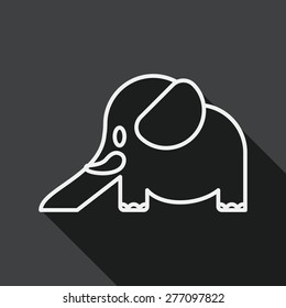 elephant slide flat icon with long shadow, line icon