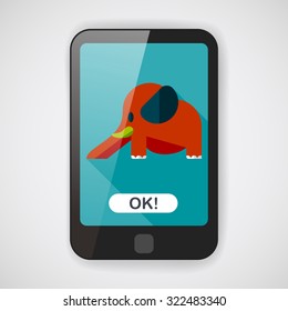 elephant slide flat icon with long shadow,eps10