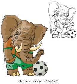 Elephant Soccer Mascot. Great for t-shirt designs, school mascot logo and any other design work. Ready for vinyl cutting.