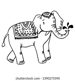 Elephant splashing water vector illustration