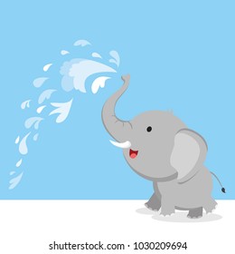 Elephant spray water with trunk