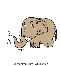 elephant spraying water